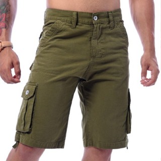Short Bermuda Cargo Brim com Bolsos Coloridas