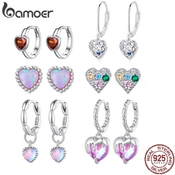 Bamoer 925 Prata Fivelas De Em Forma De Coração Com 6 Tipos Brincos Jóias De Moda Para Presentes Femininos