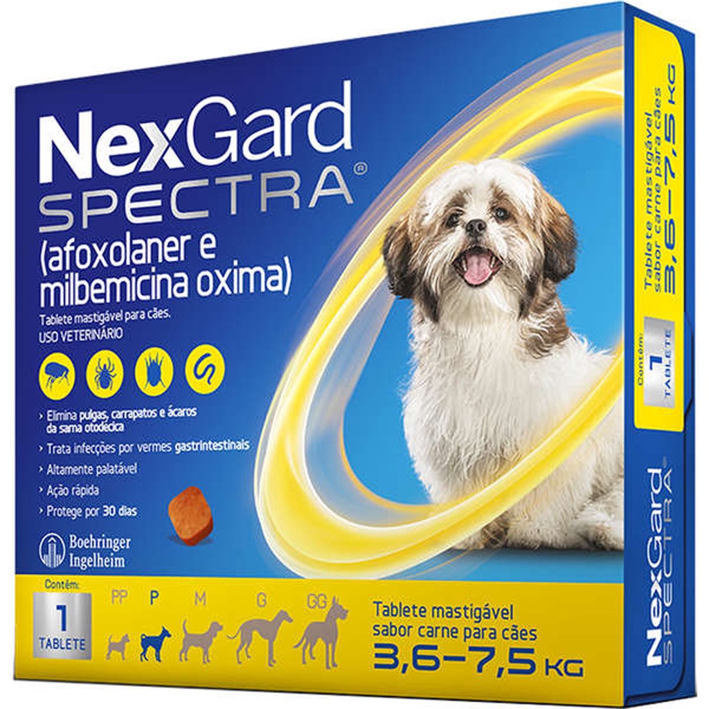 NexGard Spectra para Cães de 3,6 a 7,5 Kg - 1 Tablete