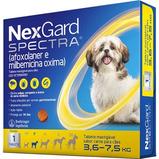 NexGard Spectra para Cães de 3,6 a 7,5 Kg - 1 Tablete em Oferta na Shopee