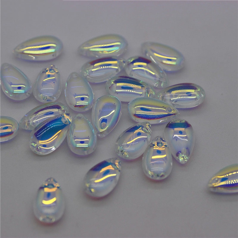 50Pcs Conta De Vidro De Gota D'água Com Forma D'água Furo Em Para Jóias De Bricolage Acessórios