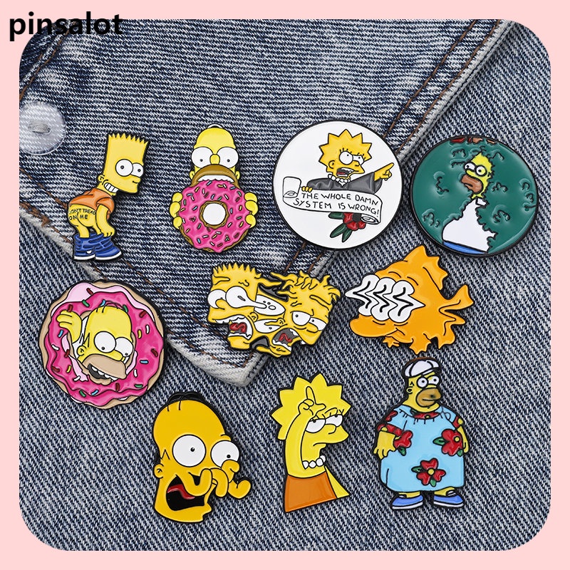 Alfinetes De Desenho Animado Engraçados Os Simpsons Donut Design Broches Crachás Humor Cute Cartoon Esmalte Mochila De Para Anime Fãs Presentes Jóias Atacado