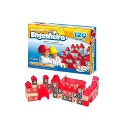 Blocos para Montar Brincando de Engenheiro 120 Peças Madeira Xalingo 52798