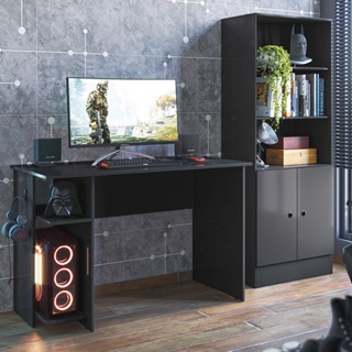 Kit Mesa Computador Gamer 3875 e Armario 2 Portas 4095 Preto/Vermelho em Oferta na Shopee
