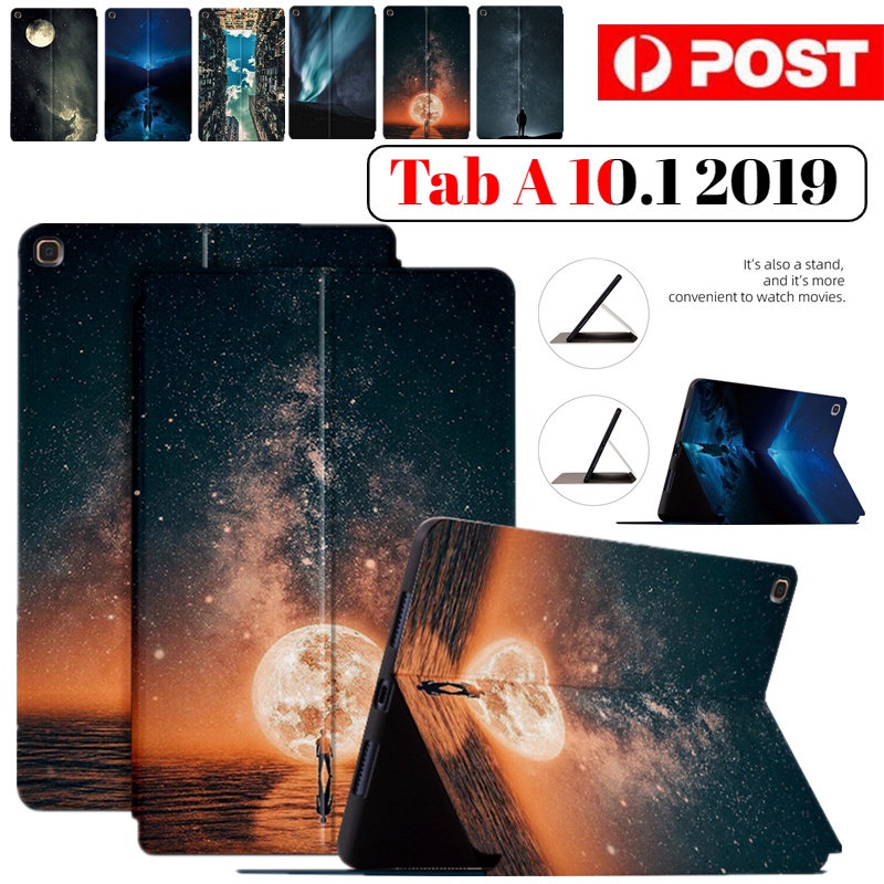 Folio Shell Para Samsung Galaxy Tab A 10.1 2019 T510 T515 Cartoon Pattern Livro Flip Book Inteligente Capa De Couro À Prova De Choque