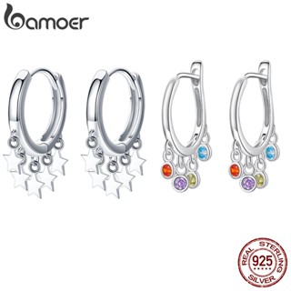 Brincos Bamoer 925 Prata Cor Estrela Orelha Bluckets Mulher Fashion Jewelry