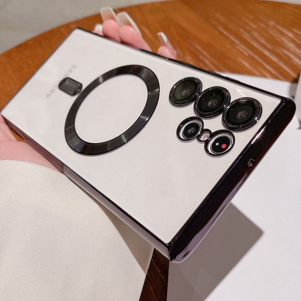 Revestimento De Luxo Para Capa Magnética Samsung Galaxy S22 S23 Ultra Plus De Silicone Macia Com Carga Sem Fio