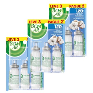 Kit com 3 Blister Bom Ar Flor de Algodão 3 Refis 12ml Cada