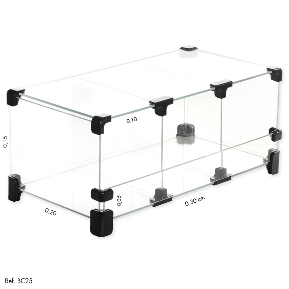 Baleiro de Vidro Comercial Modulado - 0,30 x 0,15 x 0,20
