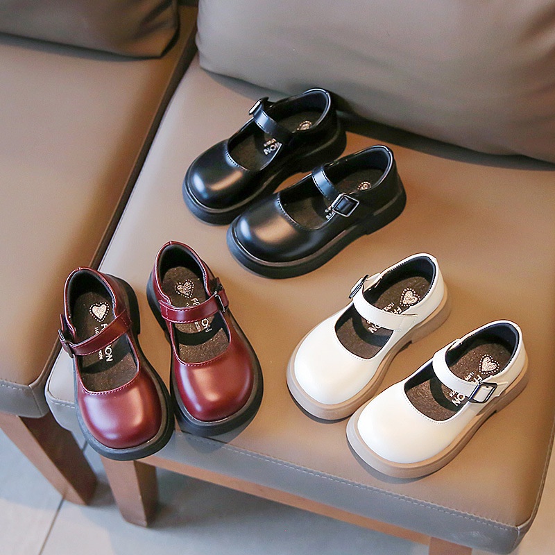 Princesa Sapatos De Couro Para Meninas Mary Jane Estudantes Pretos Plataforma Flats em Oferta na Shopee