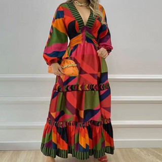 Roupas De Moda Feminina Elegante Vestido De Balanço Com Decote Em V