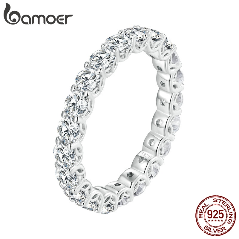 Bamoer Silver 925 Design Especial Casal Moissanita Anéis Moda Jóias Presentes MSR029