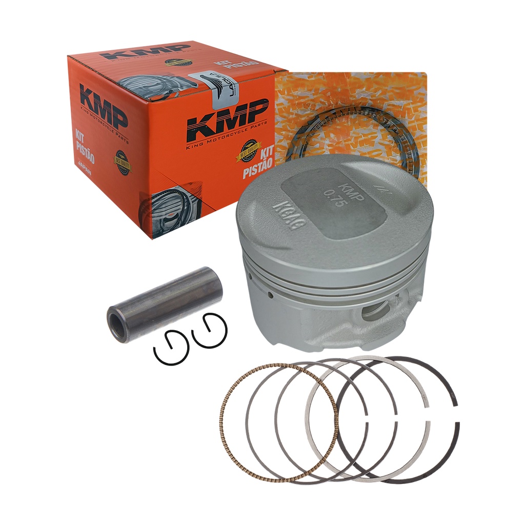 Pistao + Anel + Pino + Trava P/ Moto Honda Cg 125 Titan Fan Bros Es Ks Medida 0.75mm
