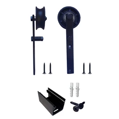 Kit 2 Roldanas e 1 Guia para Trilho Tubular Ferro - Preto - Al-Fer