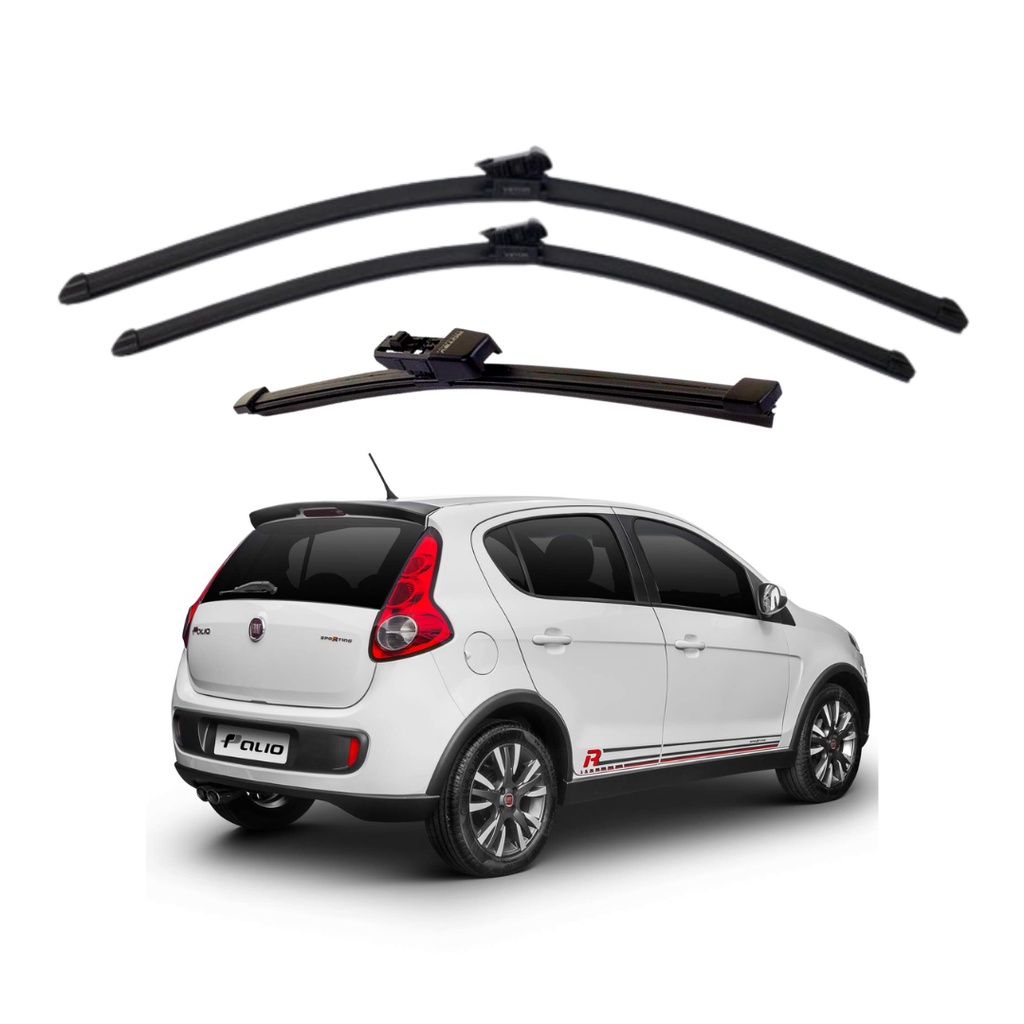Kit Palheta Limpador Parabrisa Dianteiro + Traseiro Fiat Palio 2017 2018 2019 2020 em Oferta na Shopee