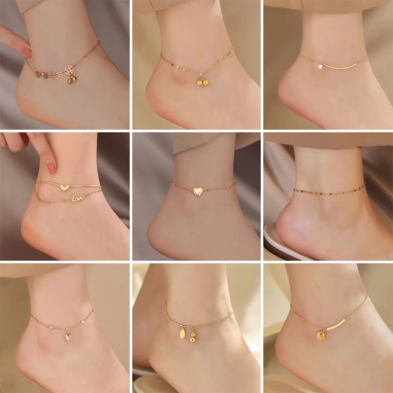 Tornozeleira De Aço Titânio Clover Anklet Fêmea Borboleta Inoxidável Presente De Jóias em Oferta na Shopee