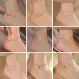 Tornozeleira De Aço Titânio Clover Anklet Fêmea Borboleta Inoxidável Presente De Jóias