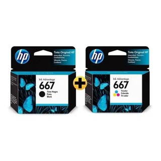 Kit Cartucho Tinta Original Hp 667 Preto/colorido 2376 2774