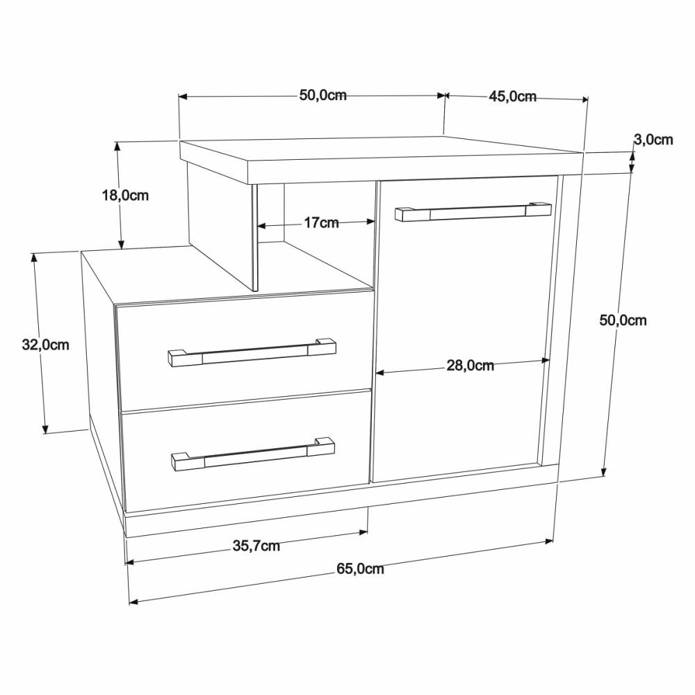 Conjunto Balcão C/Cuba L38 Legno 650