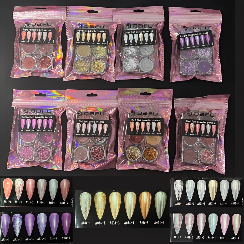 Enfeite de Unha Completo 6 Potinhos / Nail Arte Gliter