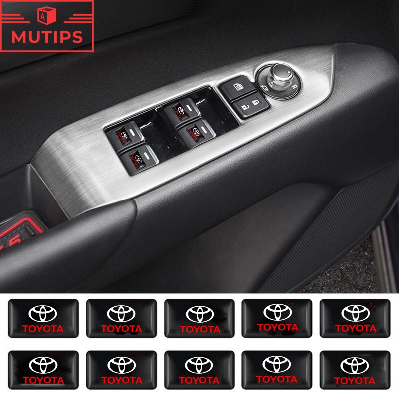 Toyota 10Pcs 3D Autocolantes Para Carros De Direção Botão De Interruptor De Porta De Janela Decoração De Crachá Adequado Hilux Yaris Etios Corolla Cross RAV4 Bandeirante