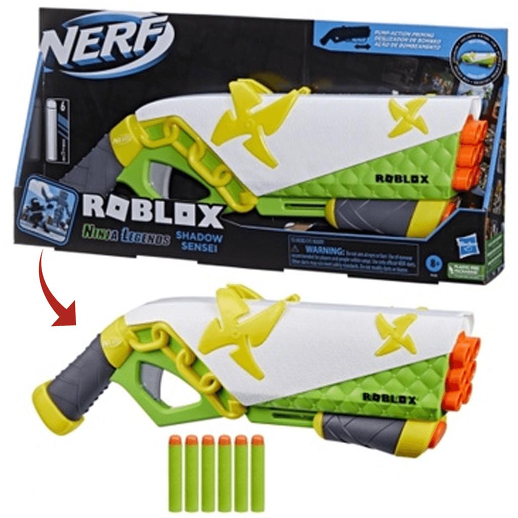 Blaster NERF Roblox Ninja Legends Shadow Sensei – Fonction Pompe, 6 Fléchettes Incluses – Pour Jeux Intérieur/extérieur