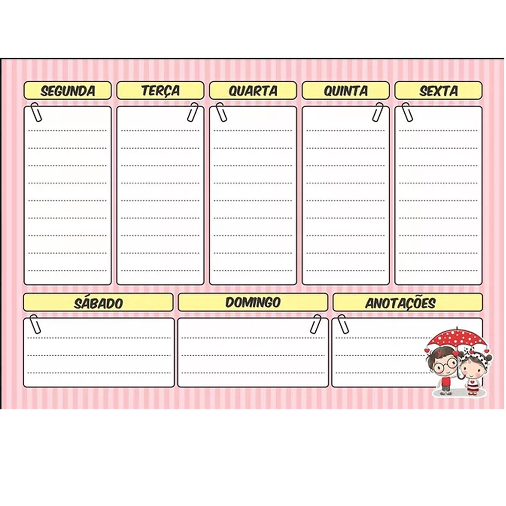 Bloco Planner Semanal Colorido 16x23,5cm 30  folhas Love Flowers