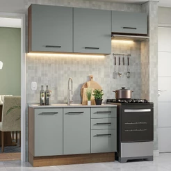 Armário de Cozinha Compacta 180cm Rustic/Cinza Agata Madesa 09