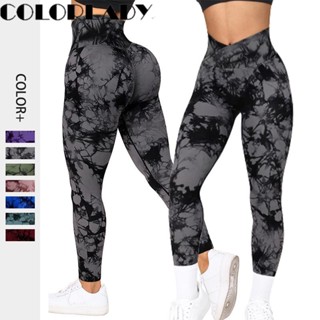 Tie-dye Legging Academia Levanta Bumbum Sem Costura Cintura Alta