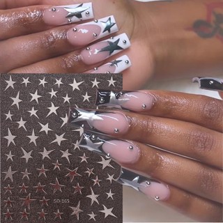 STZPRONAIL 3D Prata Estrela Negra Pregos Arte Y2K Azul Rosa Deslizadores Adesivos De Unhas Manicure em Oferta na Shopee