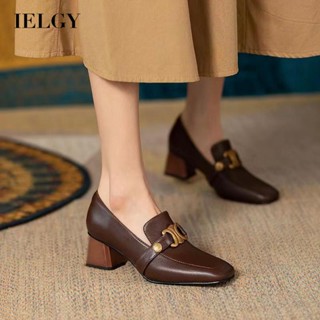 IELGY Calcanhar Quadrado Feminino Estilo retro Francês De Grosso Todos Combinam Com Sapatos De Couro