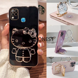 Caixa Capinha INFINIX Hot 10 Play 10S 11S NFC 11 10T Cute Anime Cartoon Vanity Mirror Hello Kitty Caixas De Telefone Com Chapa Metálica TK