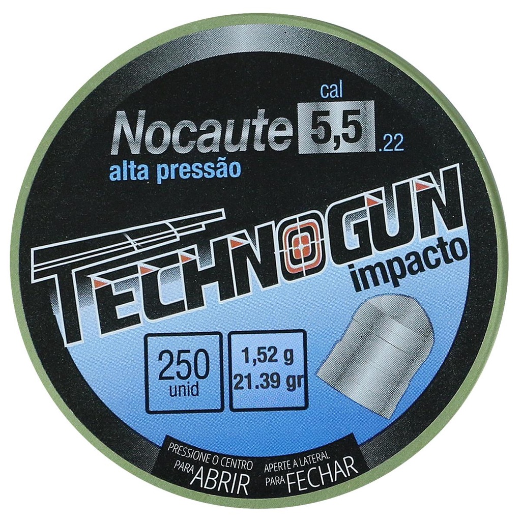 03 Latas Chumbinho Technogun Nocaute Impacto 22gr 250un. 5.5mm · foto 2