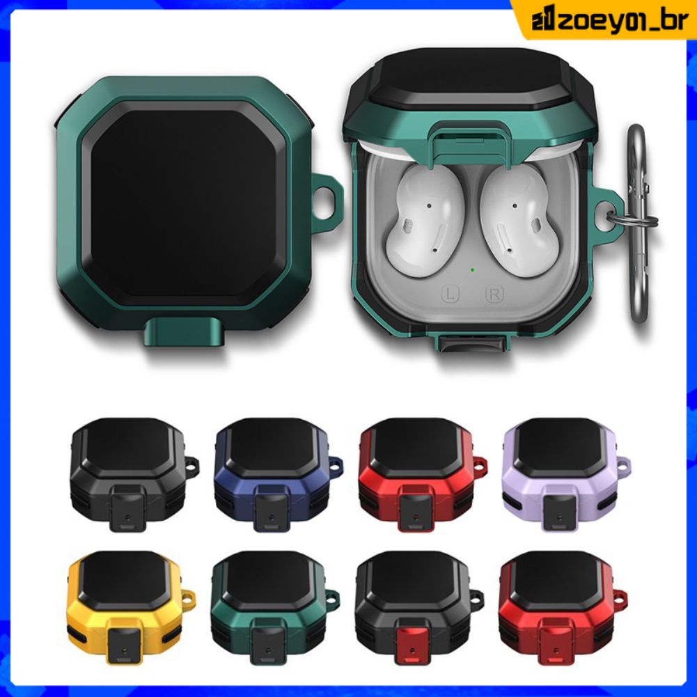 Para Samsung Galaxy Buds 2/Live/Pro Capa para fone de ouvido sem fio fone de ouvido à prova de choque com gancho para chaveiro capa protetora yellow