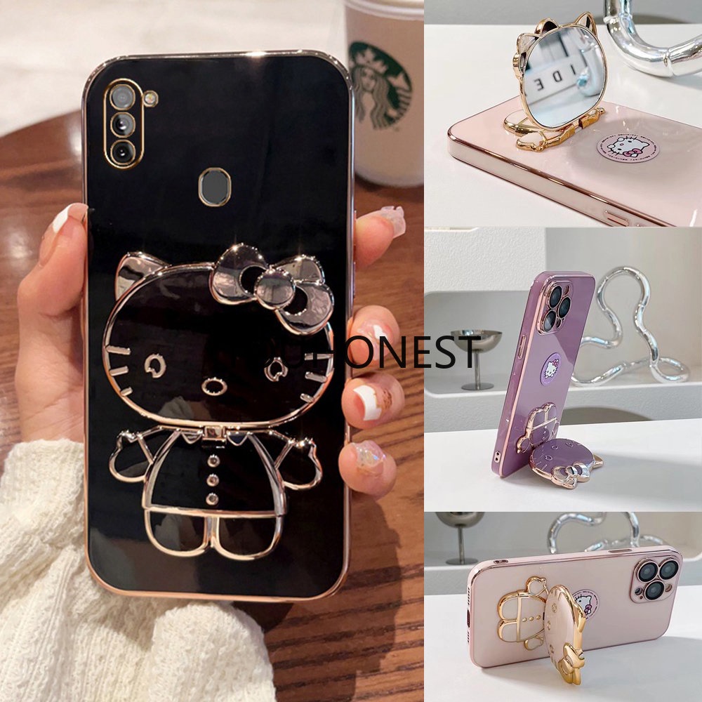 Caixa Capinha Samsung Galaxy A11 A13 A10 A10S A03S A02S M11 M02S A72 Cute Anime Cartoon Vanity Mirror Telefone Case