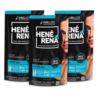 Kit 3 Henê Rená Preto Azulado em Oferta na Shopee