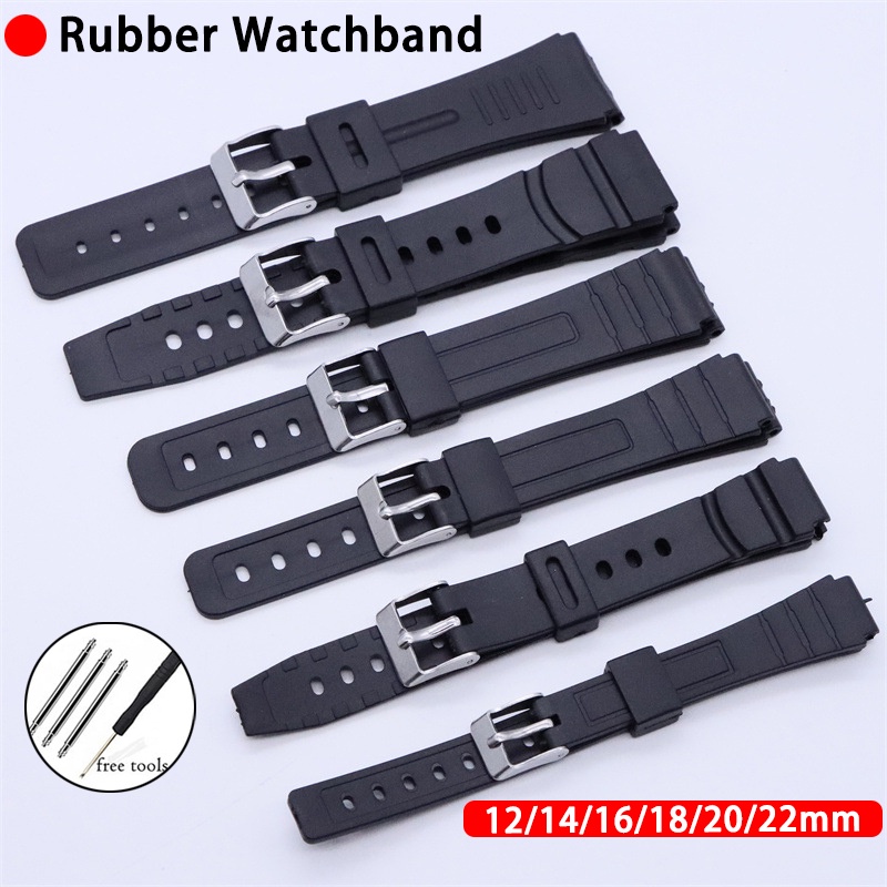Pulseira De Borracha 12mm 14mm 16mm 18mm 20mm 22mm Silicone Preto Universa