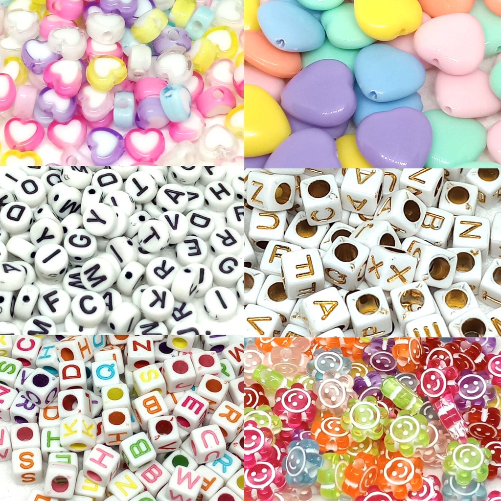 Miçanga Entremeio para pulseiras | Desenho | Coração | Letras | Flor