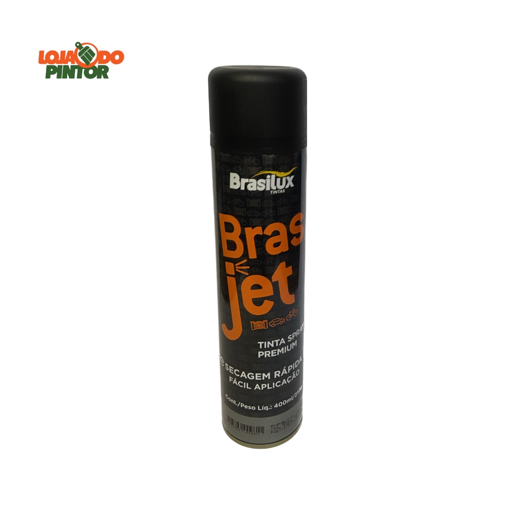 Tinta Spray Preto Fosco 400ml Uso Geral Secagem Rápida Brasilux - Home & Living
