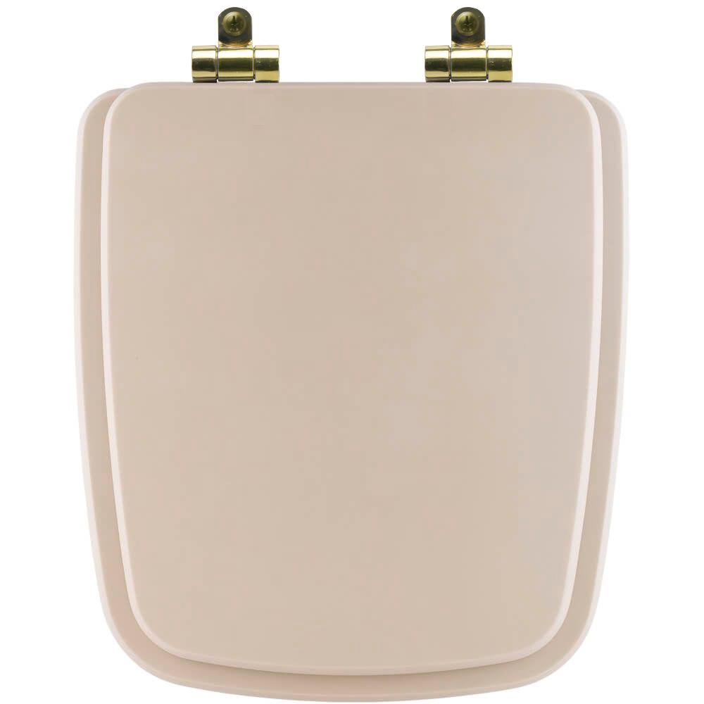 Tampa de Vaso Poliéster Com Amortecedor Boss Beige (Bege Fosco) para Bacia Incepa com Ferragem Dourada