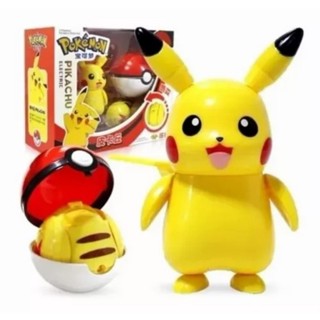 Pokemon Pikachu brinquedo articulado dentro da Pokeball