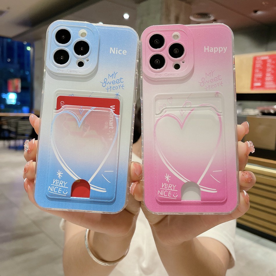 Caixa Macia Para Cartão Redmi Nota 11 11s 10 10s 9 9s 8 Pro 10 10A 10C 9T 9A 9C 12C Porta-Cartões Tpu Transparente Love Carteira