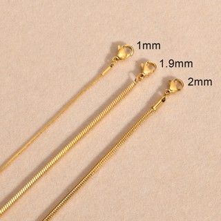 Vnox 1MM 2MM Colar De Corrente De Cobra Redonda , Elo De Base De Aço Inoxidável Folheado A Ouro Para Mulheres Homens