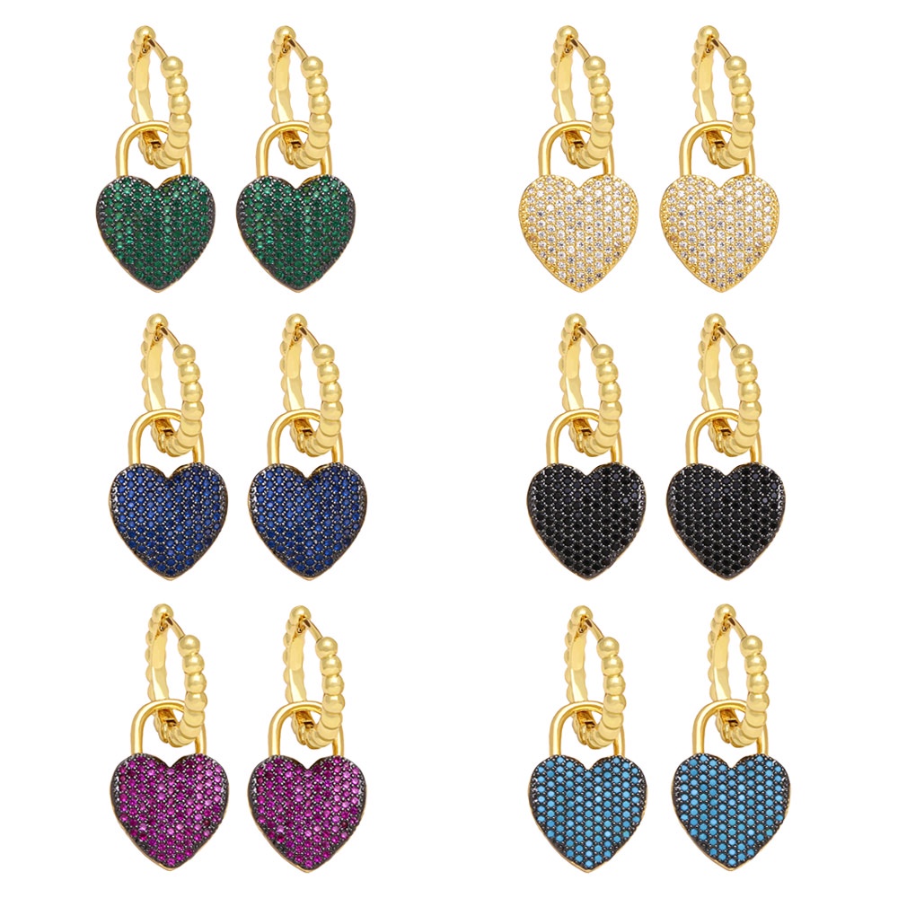 Brincos Com Cordões De Ouro Para Mulheres/CZ Crystal Green Heart Earrings/Dangle Lover Jewelry Valentine Gifts ersa322 em Oferta na Shopee