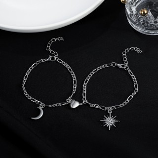 Pulseira De Atração Magnética Européia E Americana Sol Lua Design Sense Cool Wind Lovers Jóias De Mão Ajustáveis Pequena Personalidade Conjunto De Duas Peças