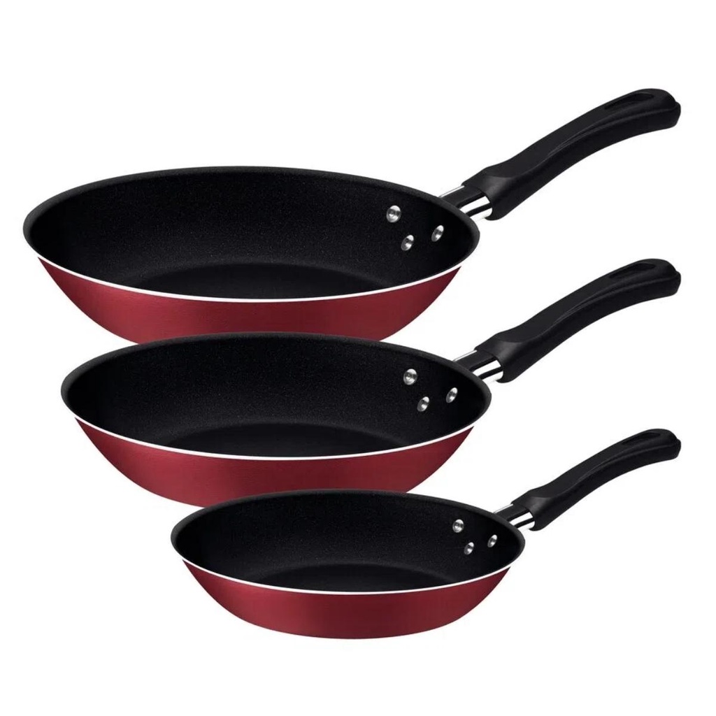 Jogo de Frigideiras Caribe Vermelho com Revestimento Interno e Externo em Antiaderente Starflon Max Tramontina  20297509 em Oferta na Shopee