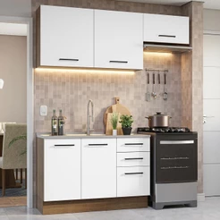 Armário de Cozinha Compacta 180cm Rustic/Branco Agata Madesa 09