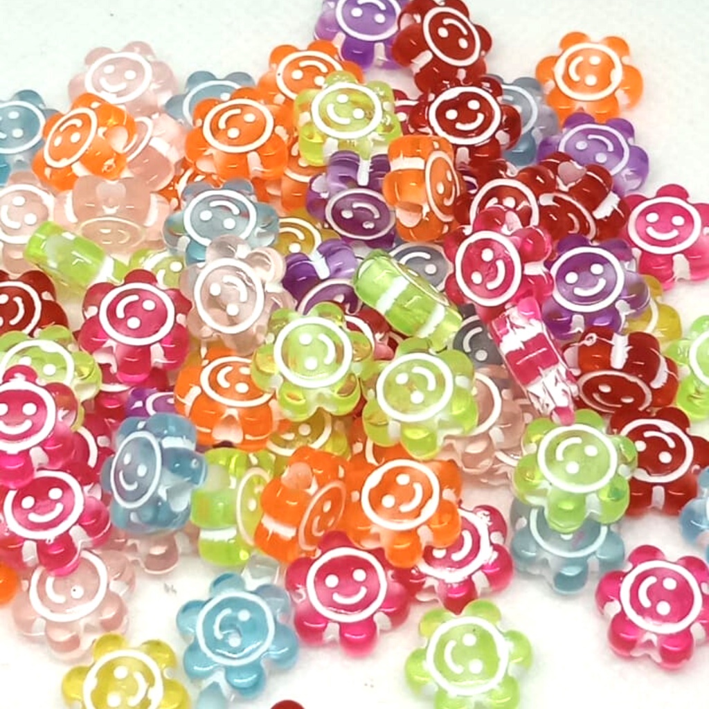 Miçangas entremeio Florzinha Smile / Flor sorriso/ Carinha feliz - 25 ou 50 unidades