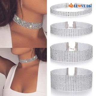 Gargantilha De Cristal Moda Full Diamond/Colar Retro Punk Inlay Rhinestone/Acessórios De Jóias De Prata Cor Feminina