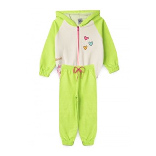 Conjunto Feminino Infantil Inverno Unicórnio Corações Verde